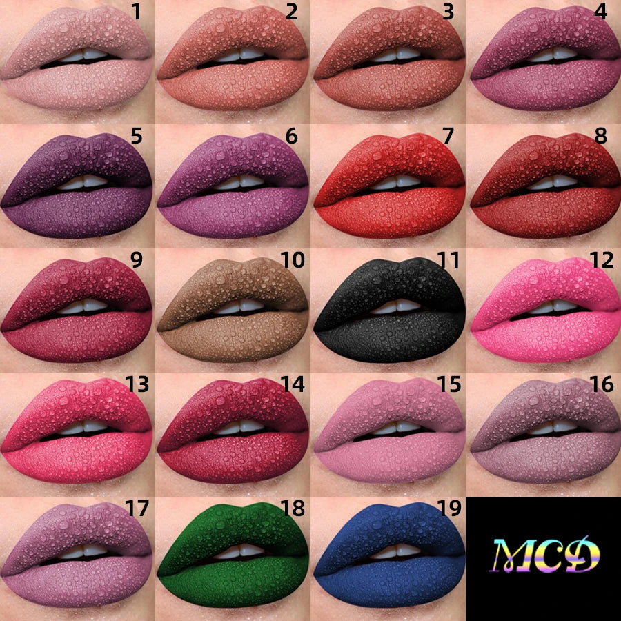 Matte Velvet Lip Gloss – Waterproof Long-Lasting Liquid Lipstick, 19 Shades, 2.7g