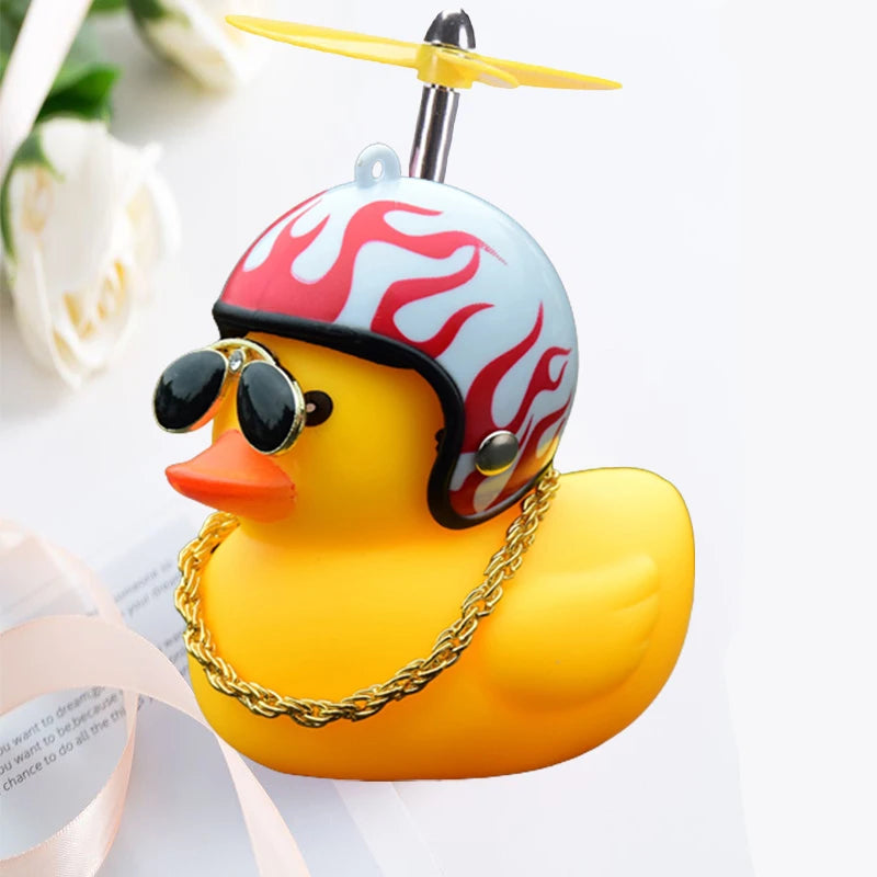 Hot Car Cute Little Pink Duck With Helmet Propeller Wind-breaking Wave-breaking Pink Bike Motorc Riding Auto Internal Decoration