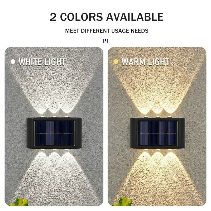 LED Solar Light Outdoor Waterproof Solar Wall Lamp Up and Down Luminous Lighting for Garden Fence Decor Solar Powered Wall Lamp