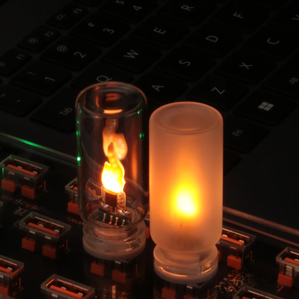 USB Flickering Flame LED Night Light – Clear or Frosted Glass