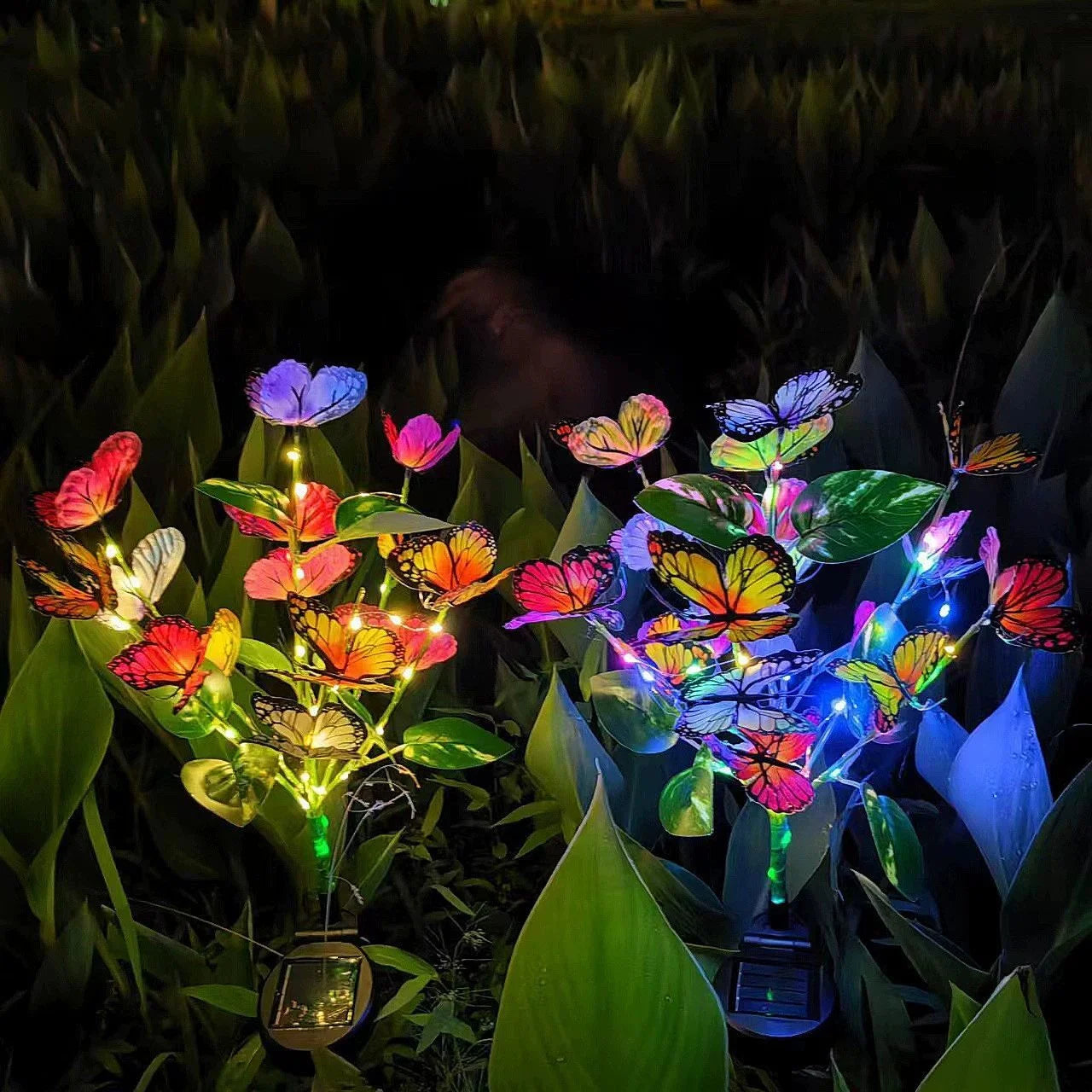 Festival Solar Outdoor Lights Butterfly Flower Garden Fairy Lights Wedding Birthday Decorations Lawn Lamp Yard Path Ornament