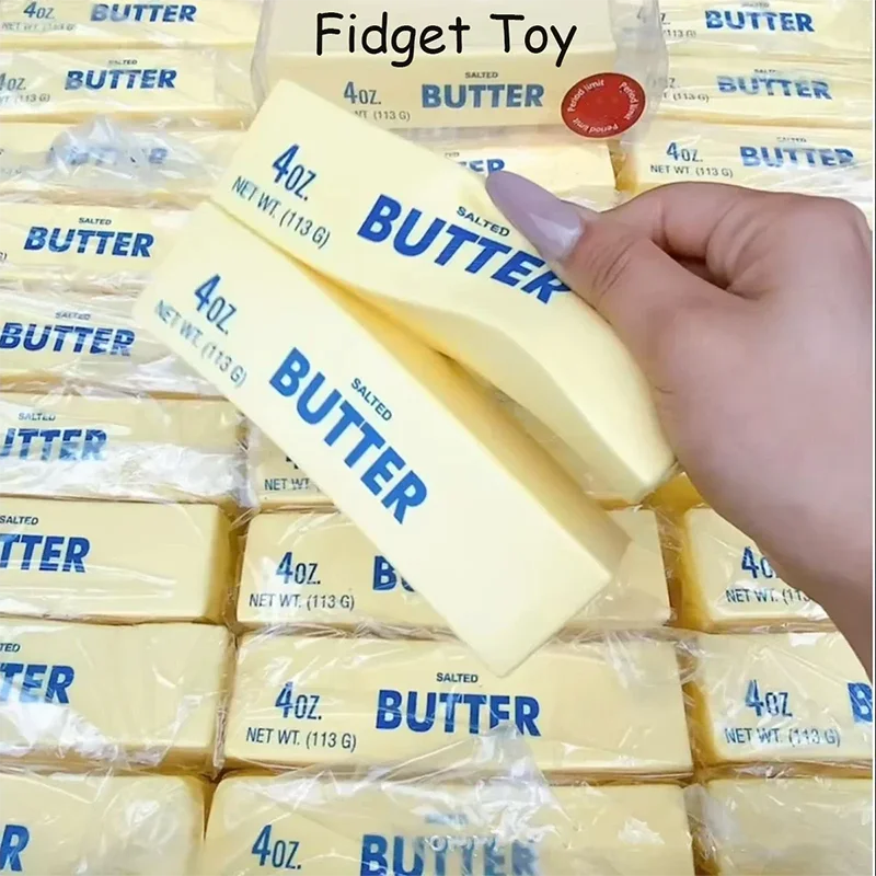 Squishy Elastic Butter Stick Fidget Toy Cheese Shape Stress Relief Game Funny Decompression Prank Squeeze Toy for Anxiety Relief