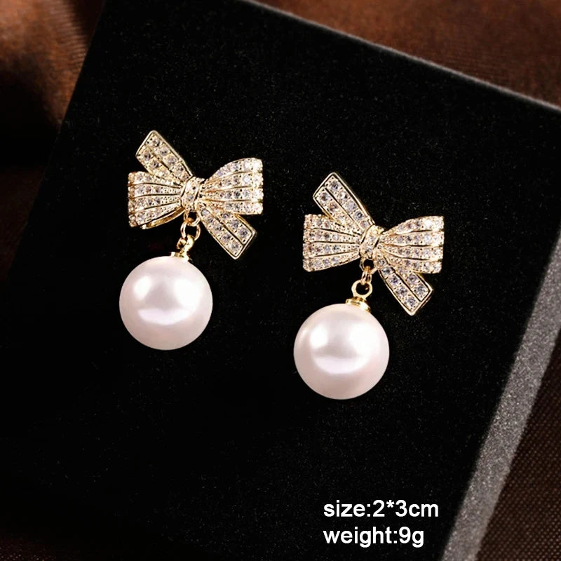 Pure White Women's Dangle Earrings Blooming Flower Acrylic Enamel Butterfly Imitation Pearl Heart Hanging Earrings Elegant Brinc