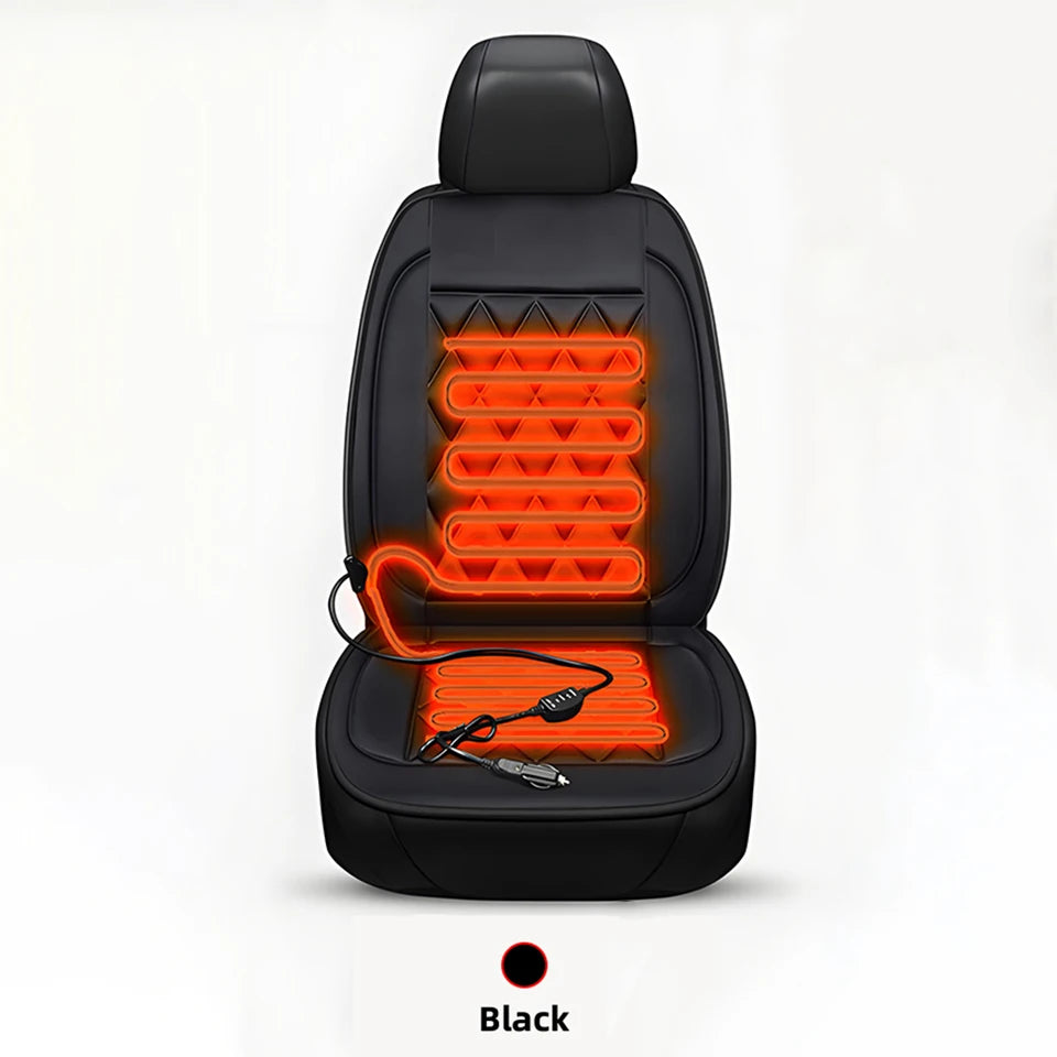 12V Heated Car Seat Cushion – Quilted, 2 Heat Settings