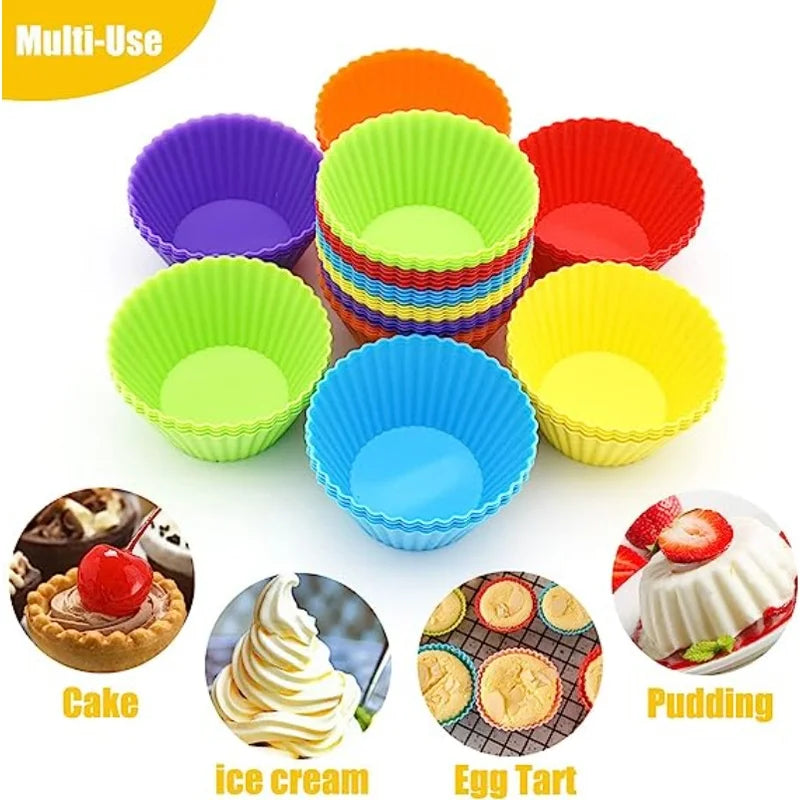 Reusable Silicone Cupcake Liners – 6 or 12 Pieces, Four Shapes