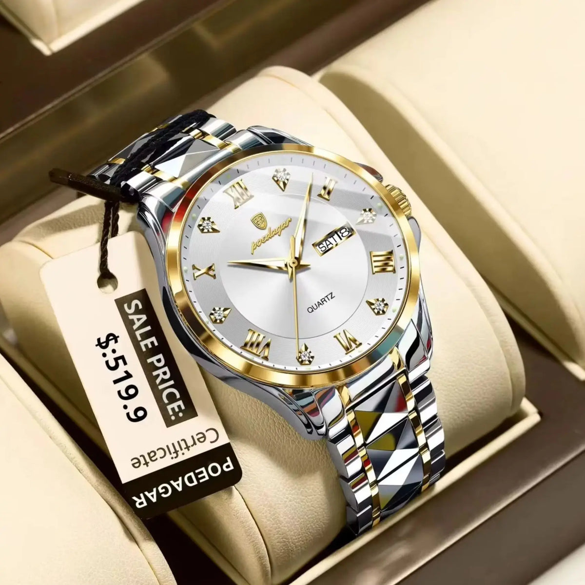 POEDAGAR 883 Men’s Day-Date Quartz Watch