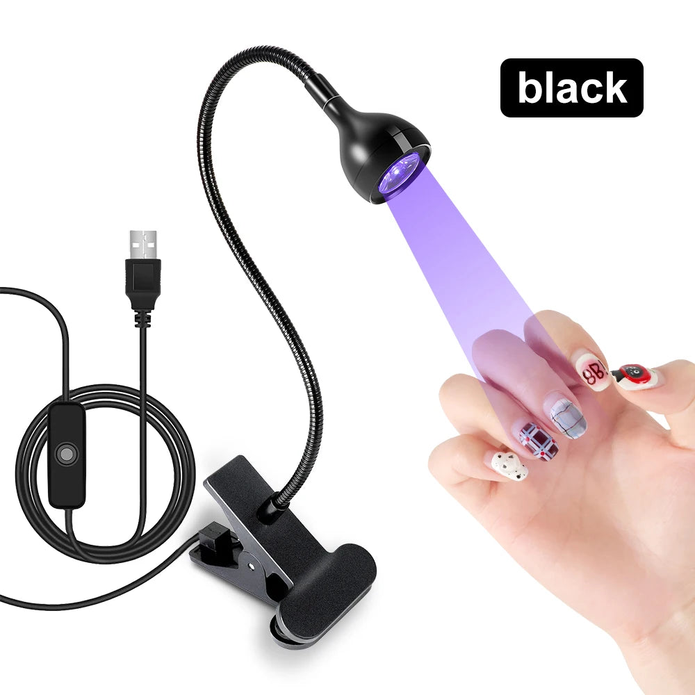 Clip-On Mini USB UV Nail Lamp – 3W LED, Portable Gel Dryer for Manicure & Salon