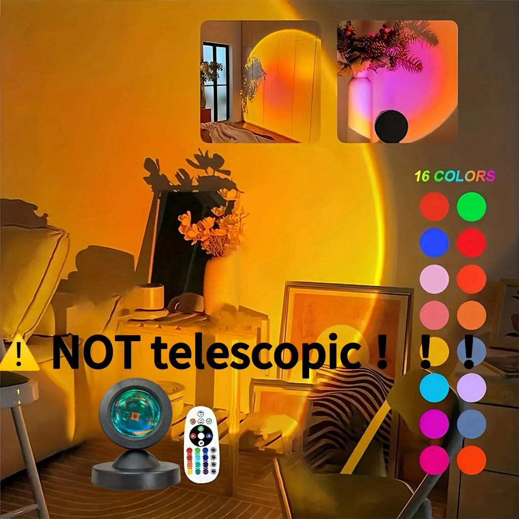 16-Color Sunset Projection Lamp with Remote – USB Powered