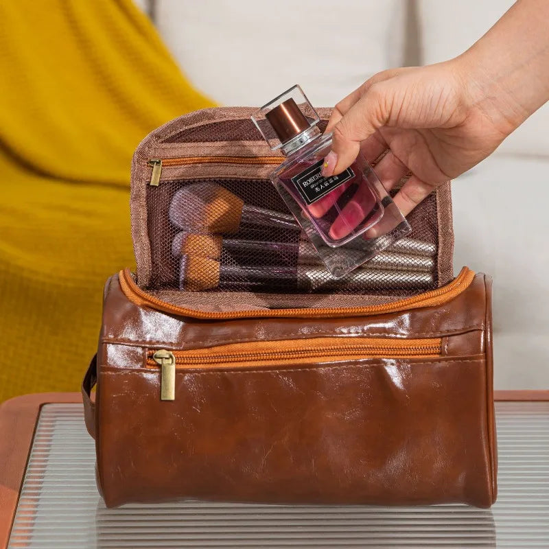 Faux Leather Travel Toiletry Bag