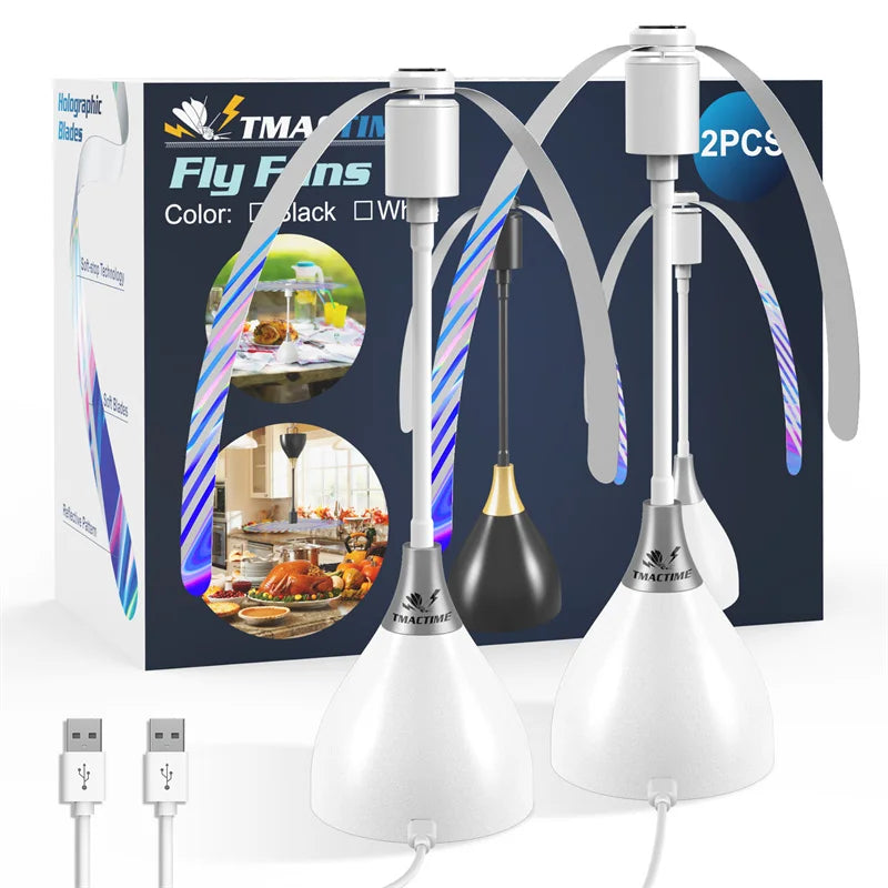 2/3pcs Fly Fans For Tables Effective Fly Repellent Fan Keeps Flies Away With Soft Blades USB  Picnic BBQ Party  Fly  Fans