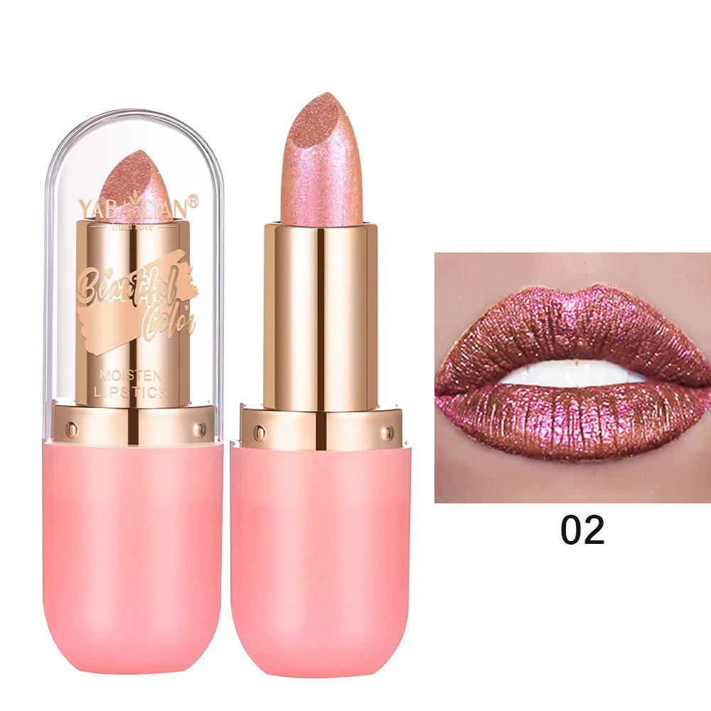 Metallic Shimmer Lipstick – 7 Chameleon & Pearl Shades