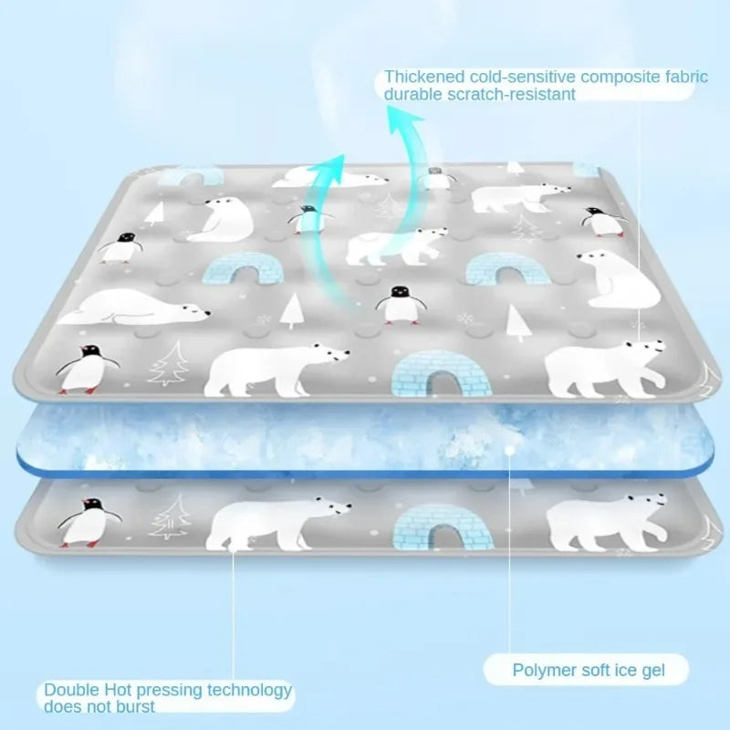 Large Pet Cooling Mat for Summer Heat Relief Reusable Breathable Gel Freeze Panel for Dogs Cats Indoor Outdoor Crate Bed