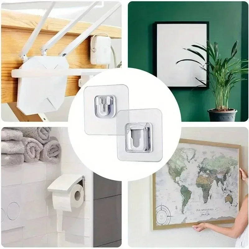 Clear Interlocking Adhesive Wall Mounts – 1–40 Pair Options