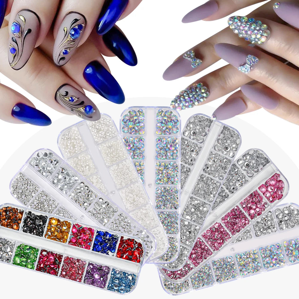 Nail Art Pearl-Look Beads & Rhinestones – Assorted Box Options