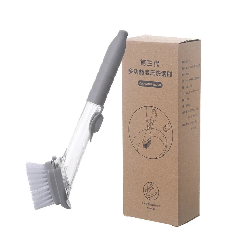 Soap-Dispensing Dish Brush with Scraper