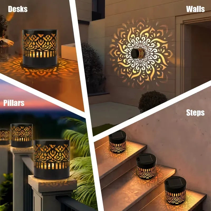 Solar Mandala Sonnenblumen Projektor Wandleuchte Außen Garten Dekoration Landschaftslicht für Terrasse Garten Anwesen Veranda Hof