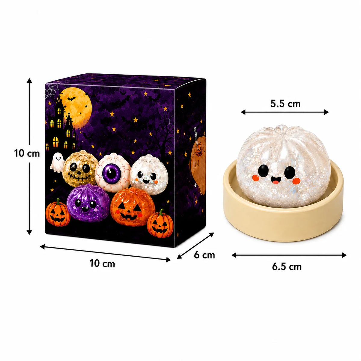 5.5cm/8.5cm Halloween ghost pinch music creative new squeeze decompression toy pinch decompression gift box set
