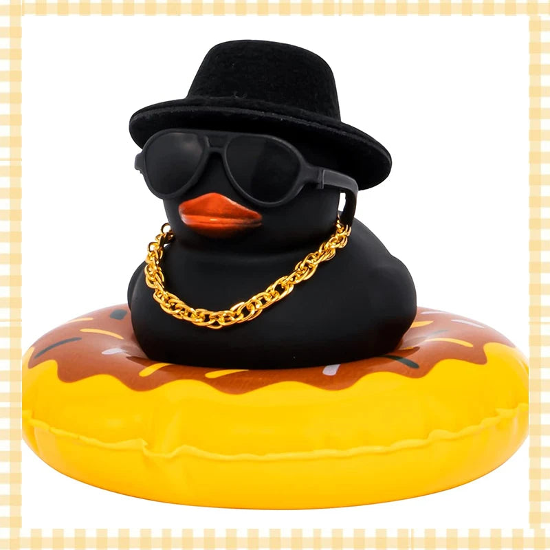 Car Rubber Duck, Coloured  Duck Decoration Dashboard with Sun Hat Swim Ring Necklace Sunglasses for Car Dashboard Decorations