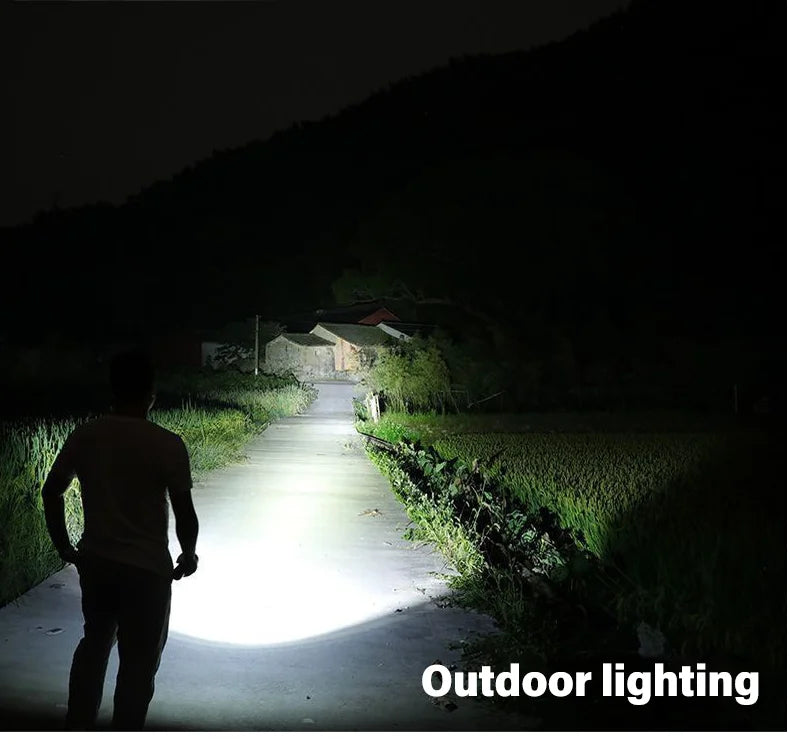 Powerful LED Flashlight USB C Rechargeable Zoomable Searchlight 3 Modes Handheld Flashlight for Outdoor Camping Hunting Torch
