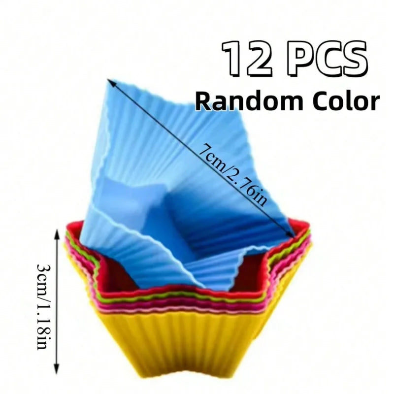 Reusable Silicone Cupcake Liners – 6 or 12 Pieces, Four Shapes