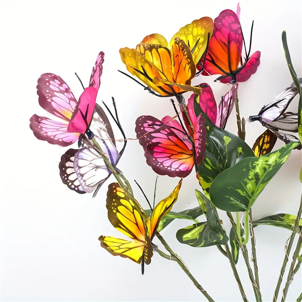 Festival Solar Outdoor Lights Butterfly Flower Garden Fairy Lights Wedding Birthday Decorations Lawn Lamp Yard Path Ornament