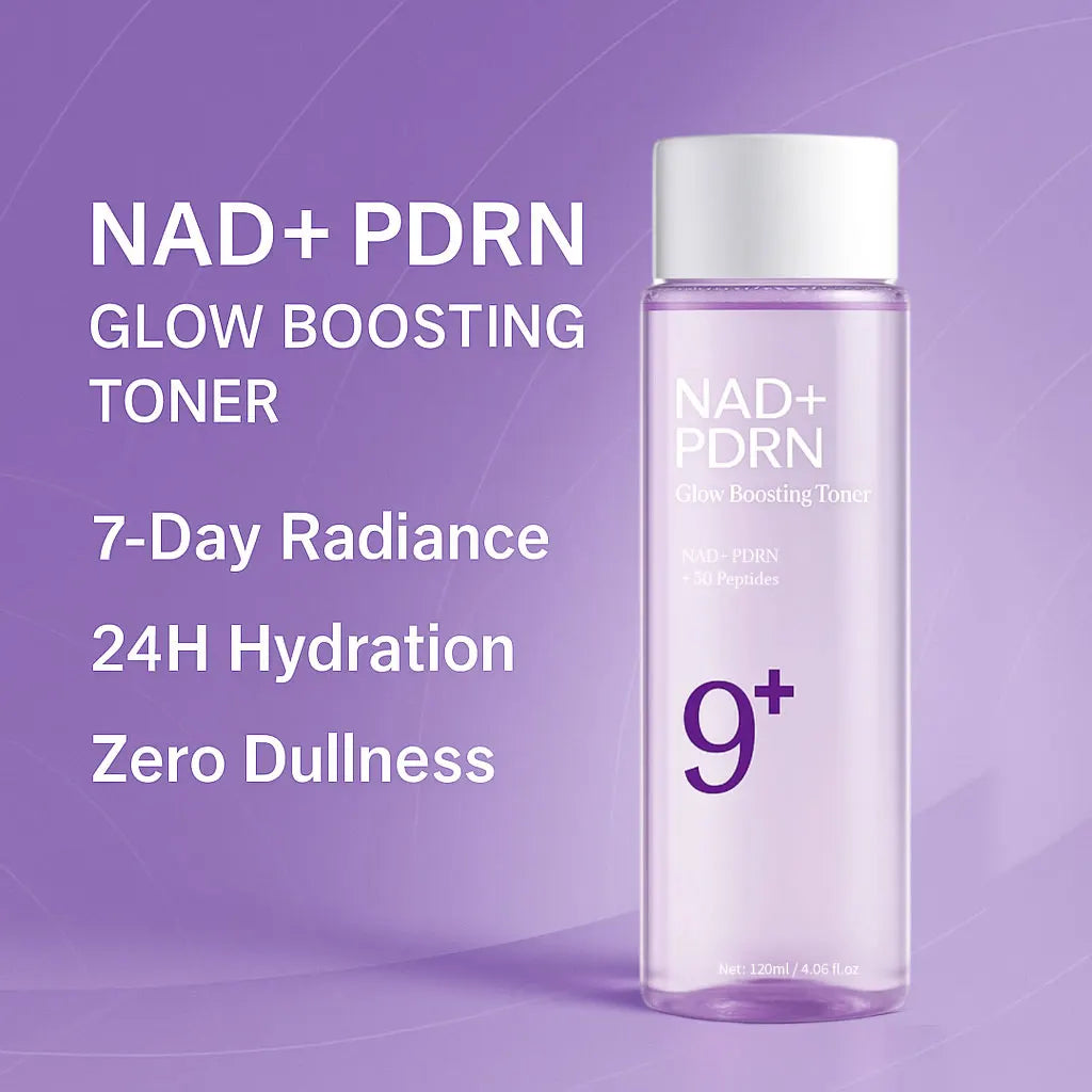 NAD+PDRN Glow Boosting Toner – Firming, Hydrating & Brightening Essence with 50 Peptides, 120ml/4.06 fl oz