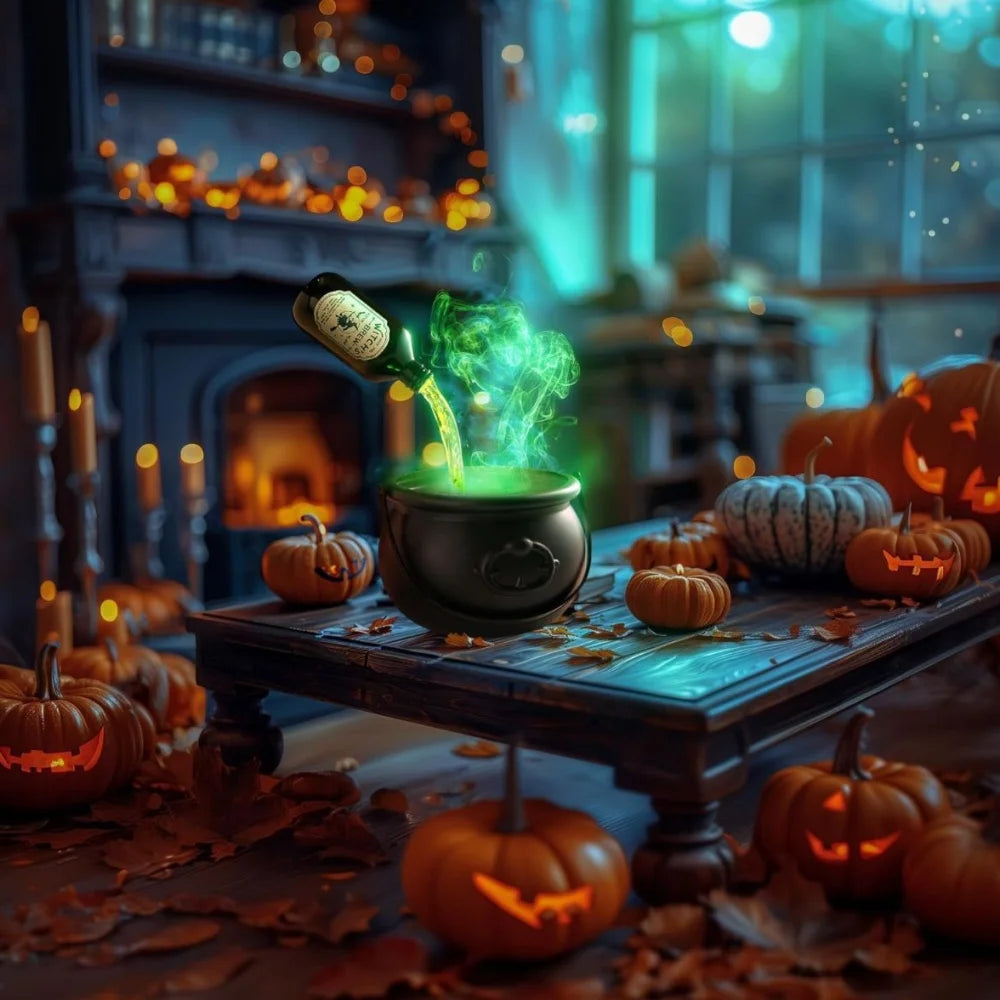 Black Witch Cauldron Halloween Decoration
