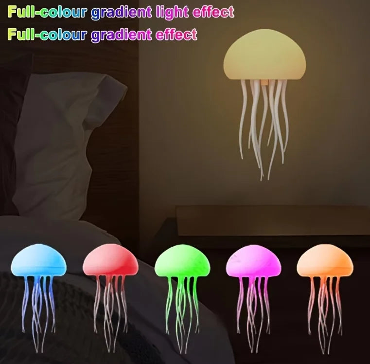 Cartoon jellyfish nightlight cute dancing jellyfish bedside lamp voice-activated charging LED RGB gradient nightlight