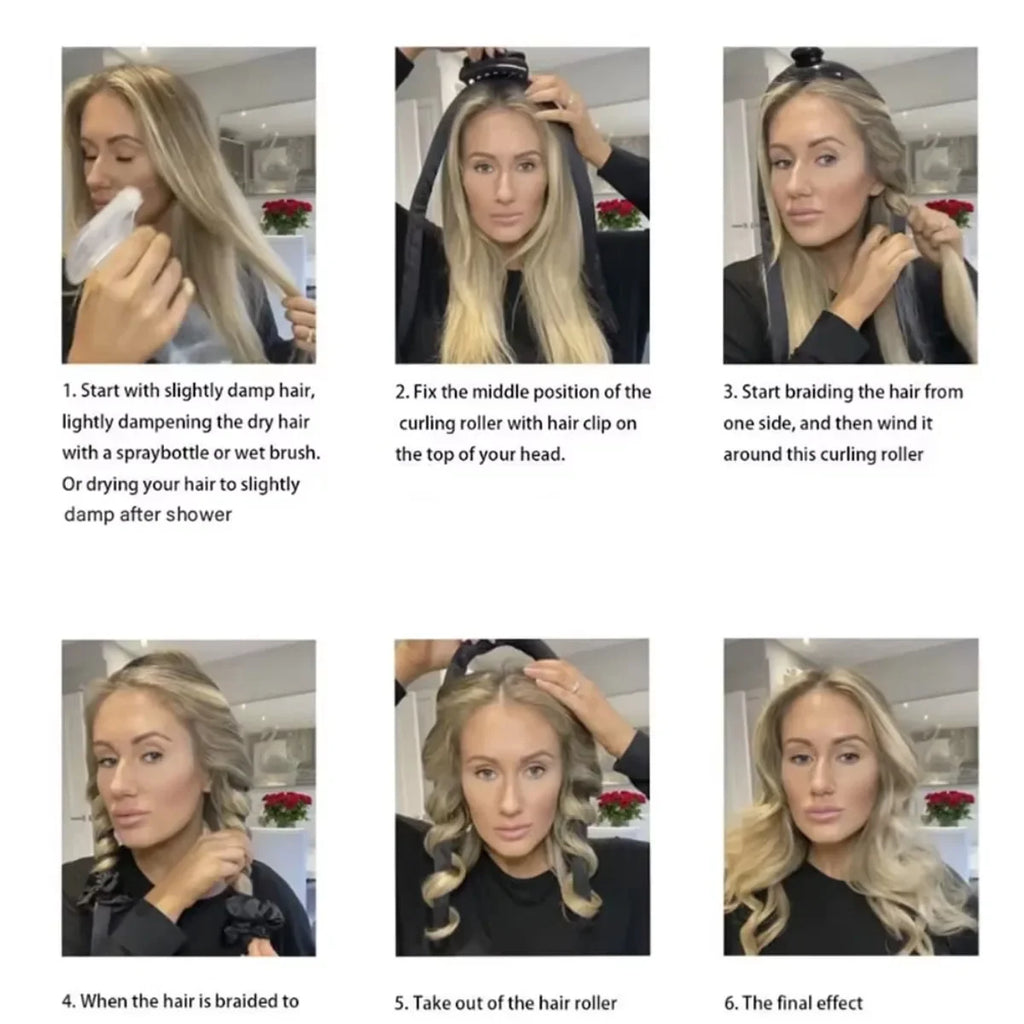 Heatless Curling Rod Headband – No-Heat Soft Curler with Scrunchies