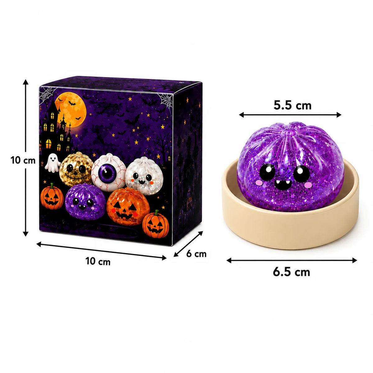 5.5cm/8.5cm Halloween ghost pinch music creative new squeeze decompression toy pinch decompression gift box set