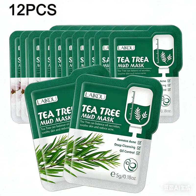 Sakura Clay Mud Face Mask – 12pc Set, Brightening, Deep Cleansing & Hydrating, All Skin Types