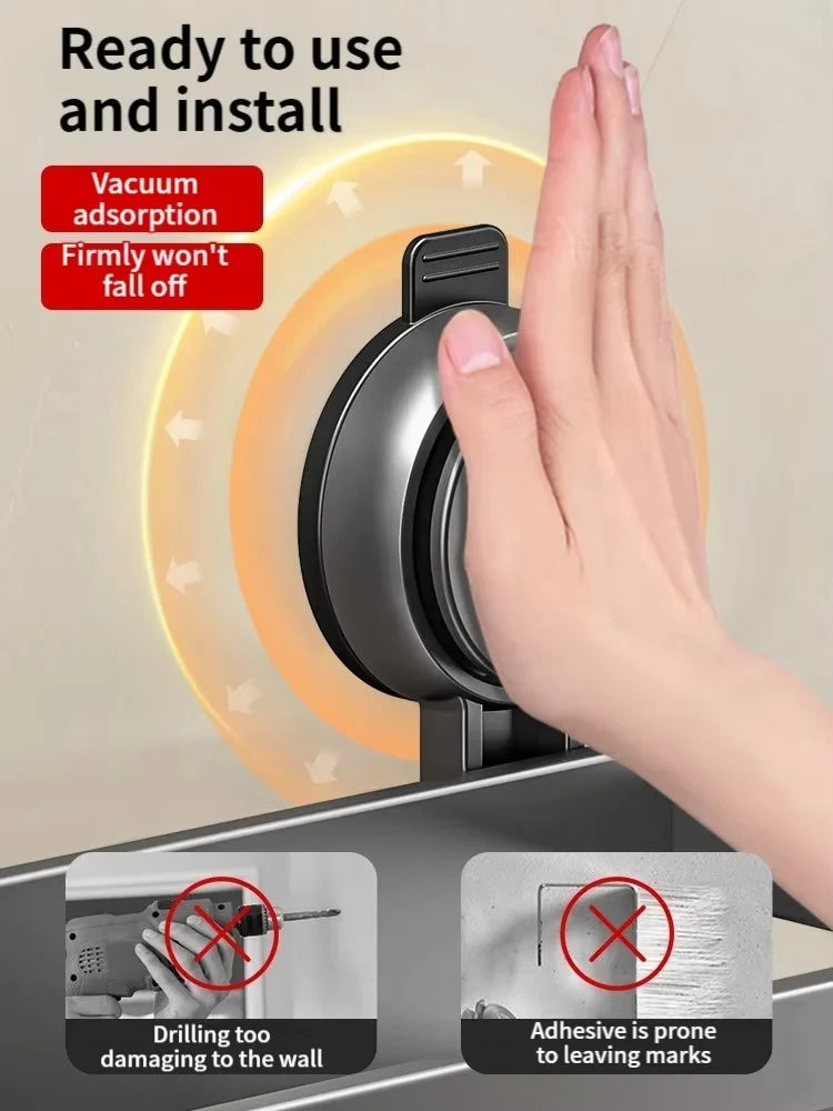 Suction-Cup Bathroom Shelf – Gray