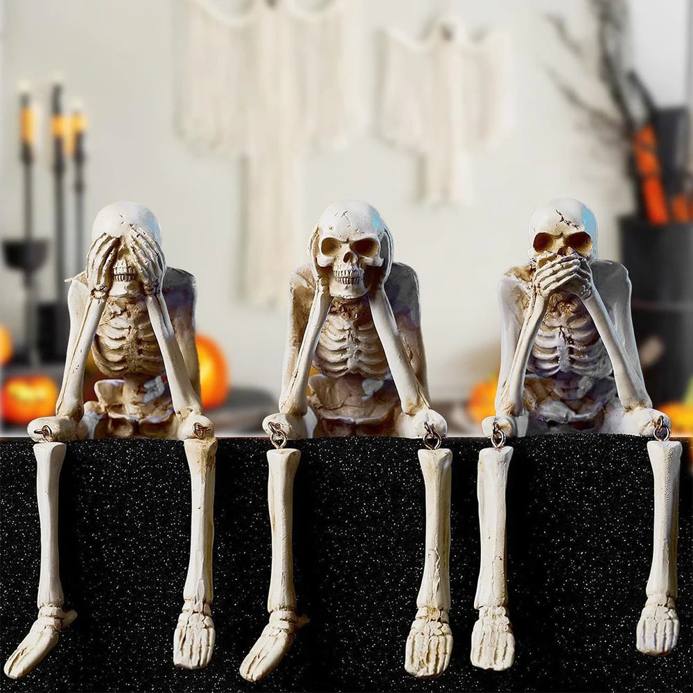 No Evil Skeleton Figurine – Halloween Decor