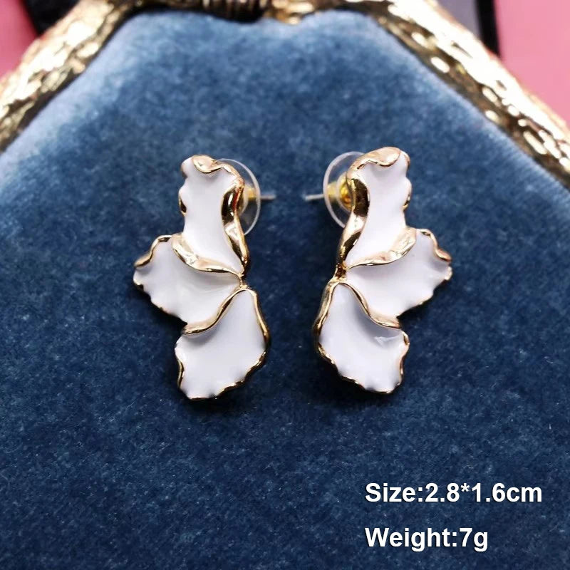 Pure White Women's Dangle Earrings Blooming Flower Acrylic Enamel Butterfly Imitation Pearl Heart Hanging Earrings Elegant Brinc