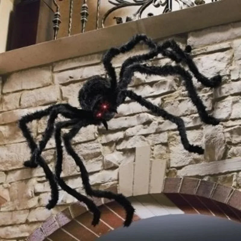 Black Plush Spider with Bendable Legs – Halloween Decoration
