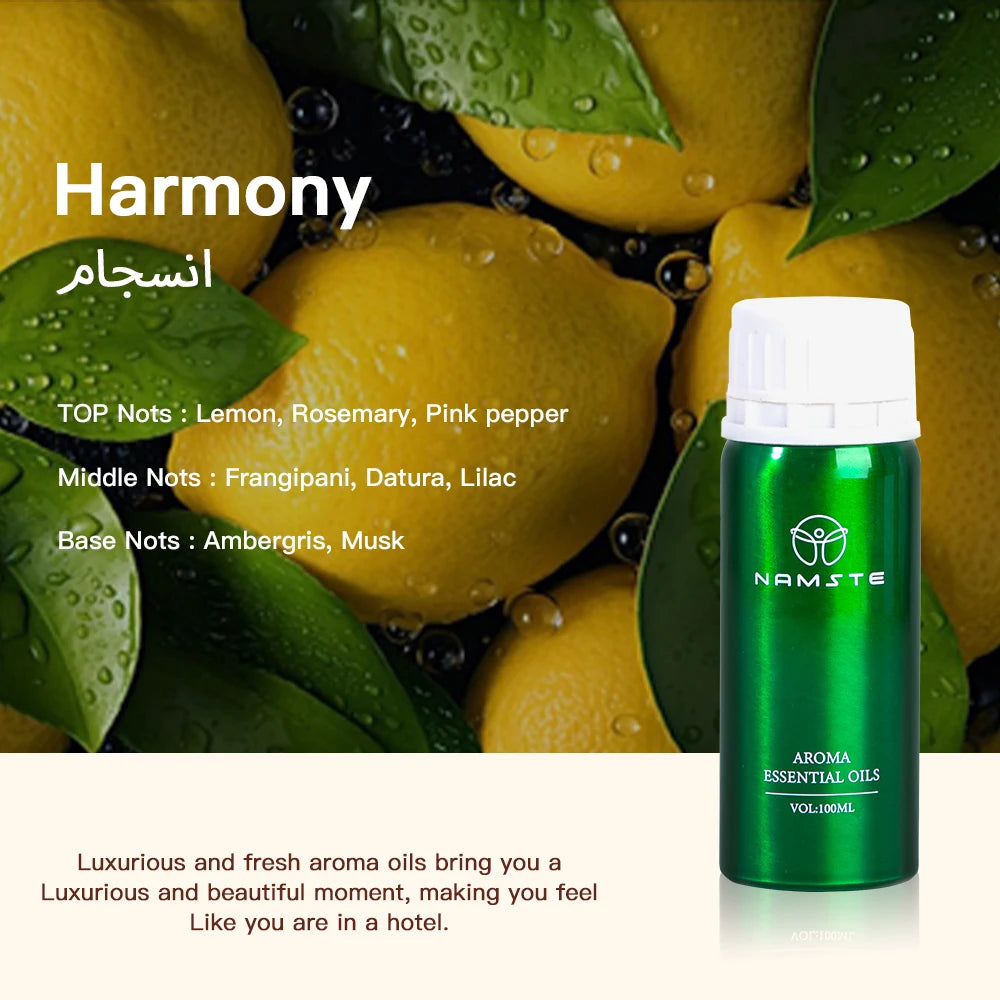 NAMSTE Harmony Essential Oil – 100ml Pure Fragrance Oil for Diffuser, Humidifier & Aromatherapy, 8 Scents