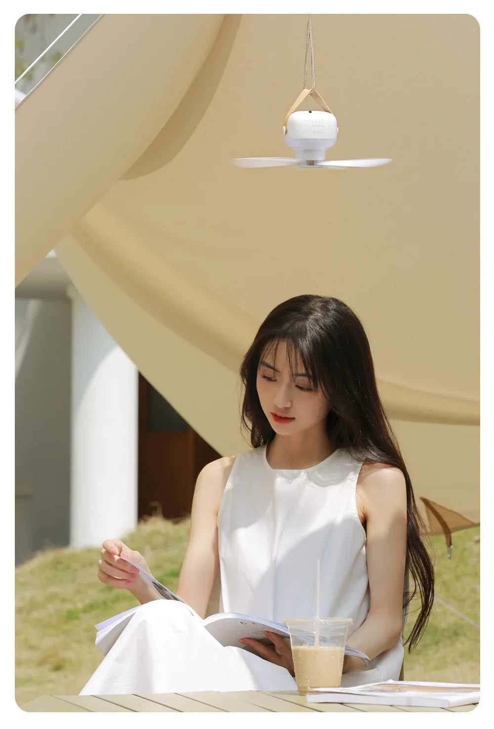 Portable Rechargeable Fan with LED Light & Remote