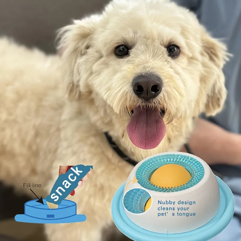 Dog Slow Feeder Lick Mat with Rotating Ball | Fillable Yogurt Puppy Toy | Boredom Buster for Small Medium Dogs