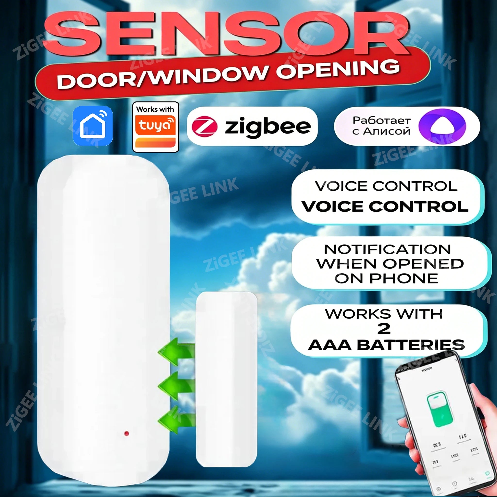 Door Sensor Window Contact Sensor Open Closed Detector Smart Home Alarm Security Protection Work With Tuya and Smart Life