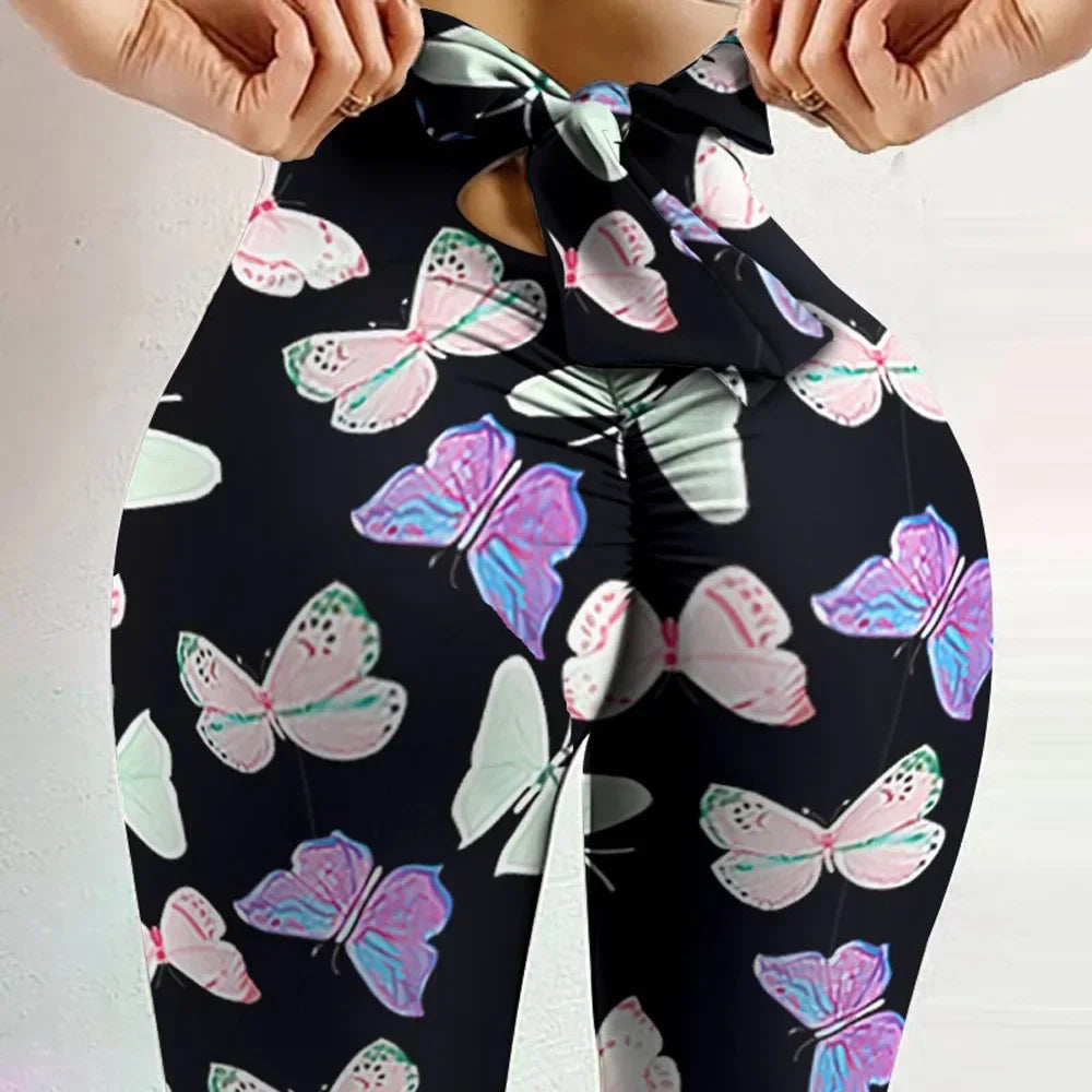 Women's High-Waisted Butterfly Print Leggings