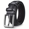 Men’s Textured Casual Belt with Metal Buckle