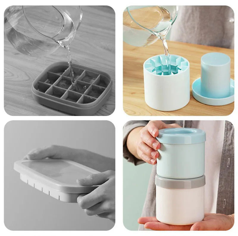 Silicone Round Ice Cube Mold – Cylindrical Ice Bucket Maker, Fast-Cooling 1.3cm(0.5 in) Mini Cubes for Cocktails, Whiskey & Bar Drinks