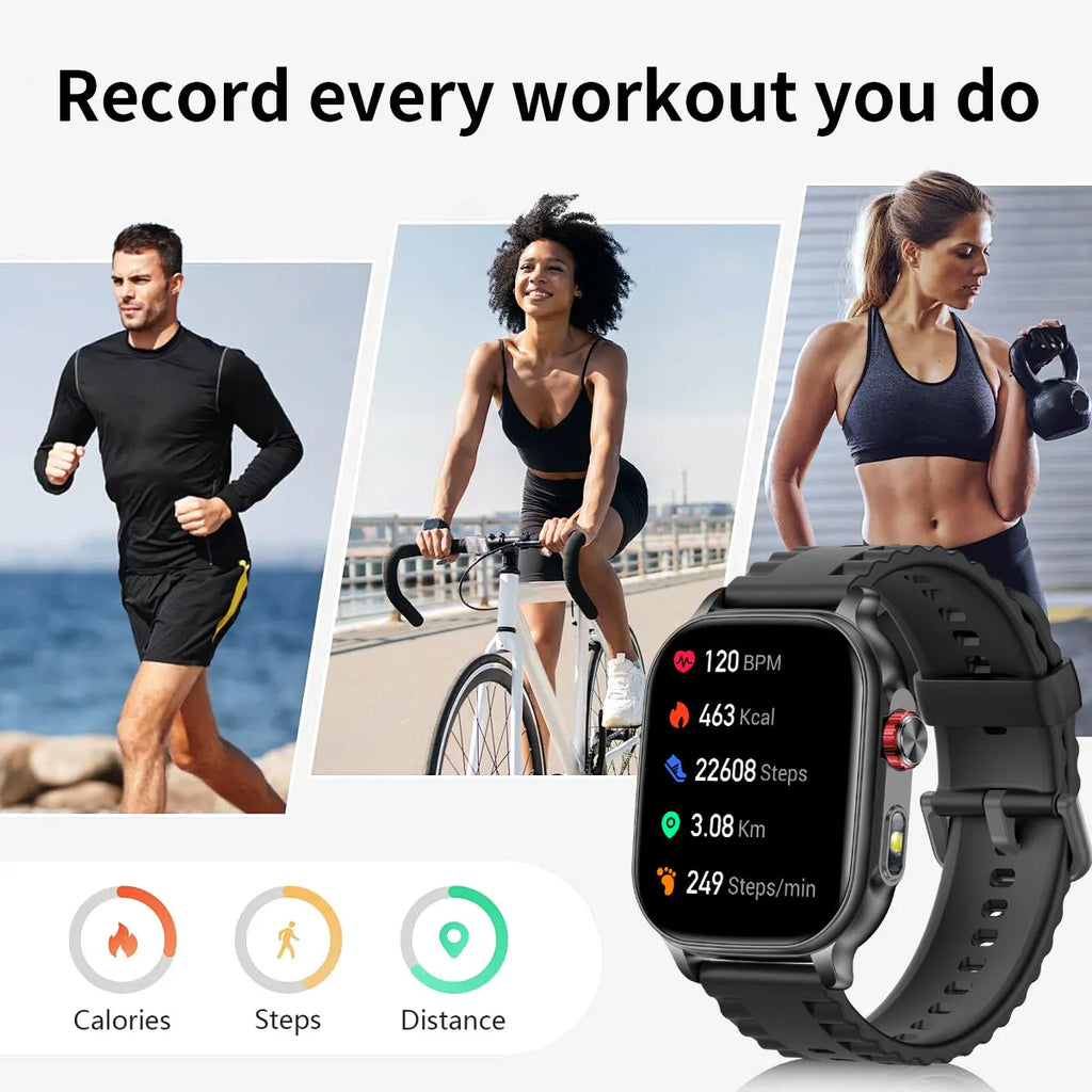 Bluetooth Calling Smartwatch with LED Flashlight