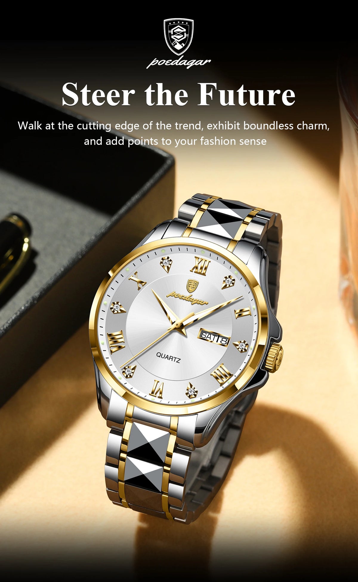POEDAGAR 883 Men’s Day-Date Quartz Watch