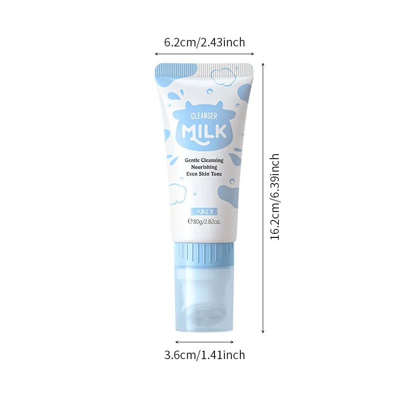 Korean Milk Facial Cleanser – Deep Moisture, Oil Control & Glowing Skin | Hyaluronic Acid, PH-Balanced for Dry/Oily Skin 80g