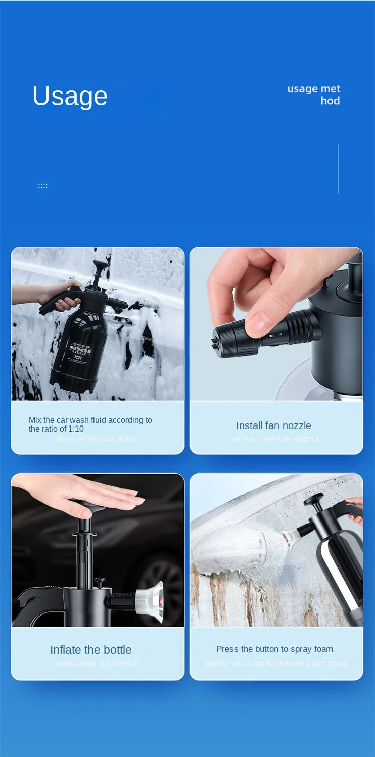 2L Handheld Foam Sprayer for Car High Pressure Hand Pump  With Pressure Relief Valve Car Wash Spray Bottle Window Cleaning Tools