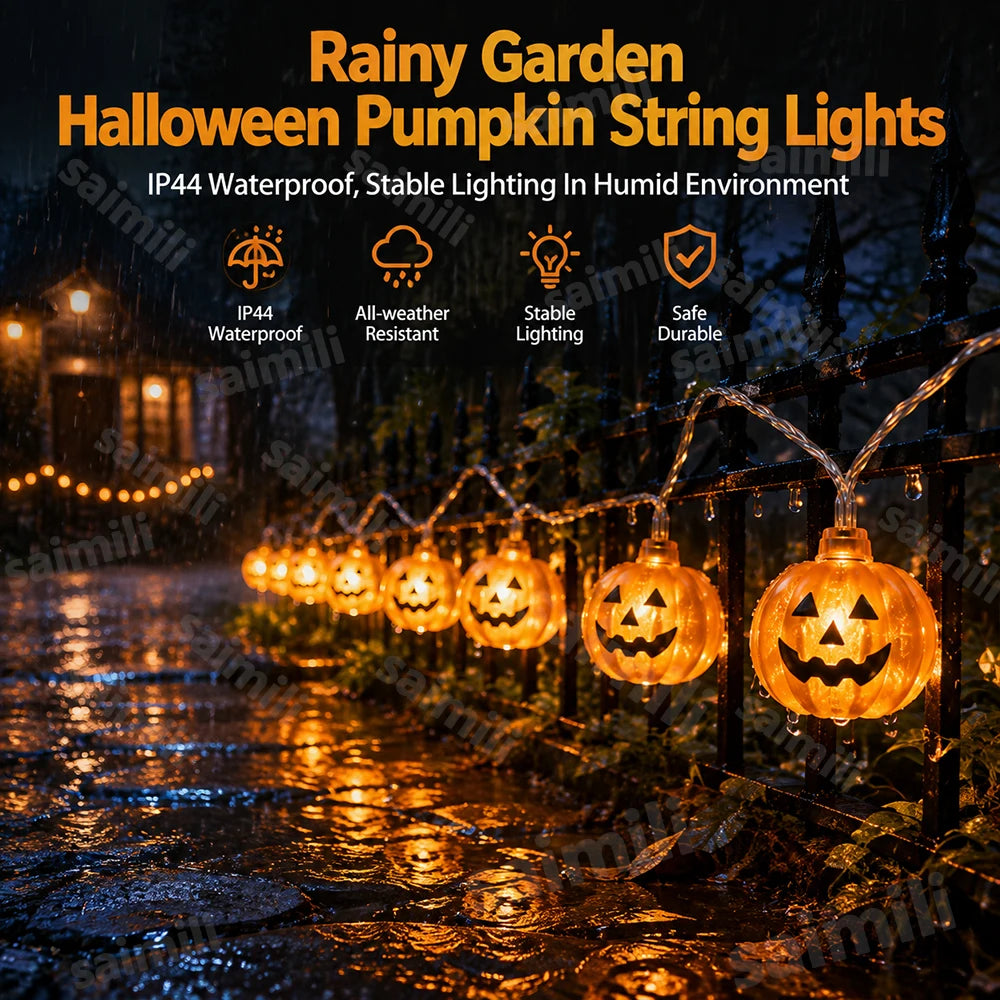 Battery-Powered Halloween Pumpkin String Lights