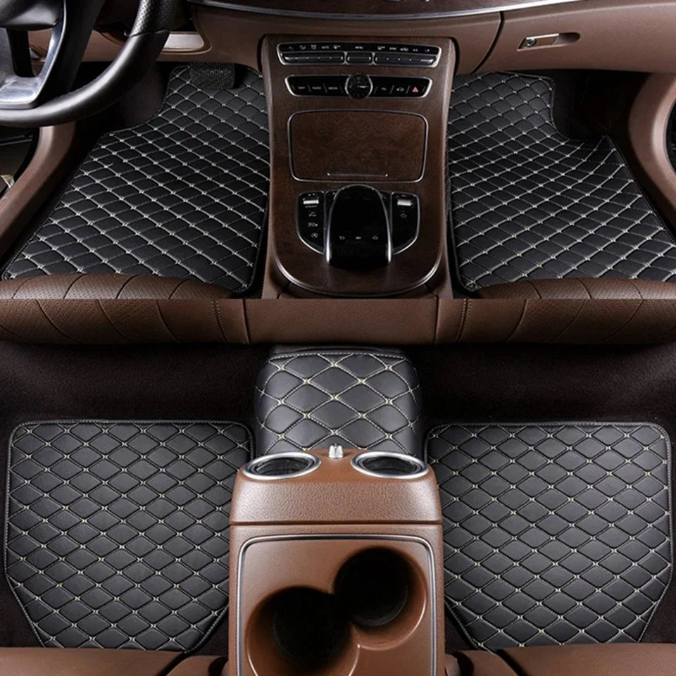 Diamond-Pattern Car Floor Mats – 5-Piece Set