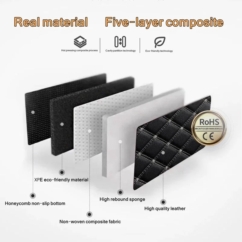 Diamond-Pattern Car Floor Mats – 5-Piece Set