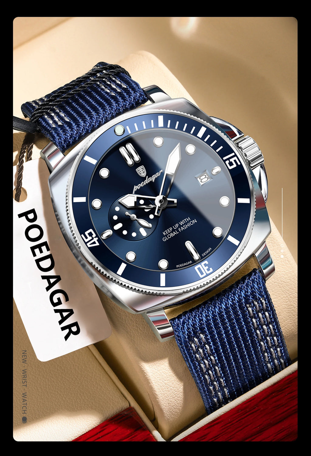 POEDAGAR 873-NL Men’s Quartz Watch with Nylon Strap